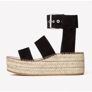 Rag & Bone Tara Black Suede Espadrille Platforms size 38.5 US 8.5